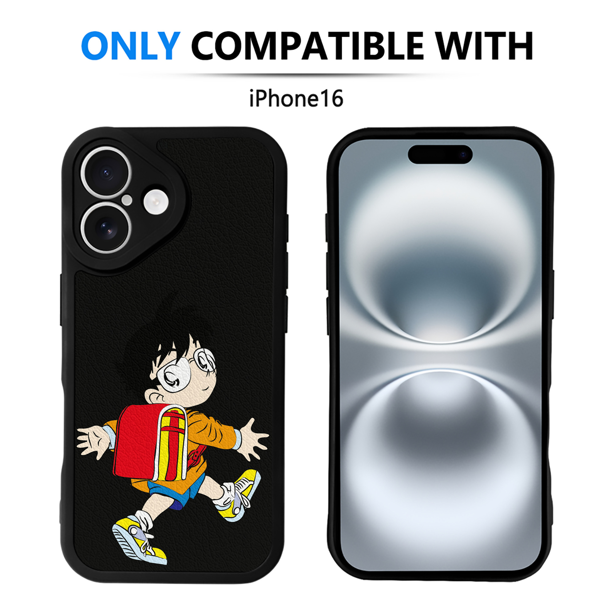 （画像用） 名探偵コナン 江戸川 コナン Detective Conan Conan Edogawa 【iPhone 16シリーズ対応】シリコンスマホケース（レザー調） 材質：シリコン